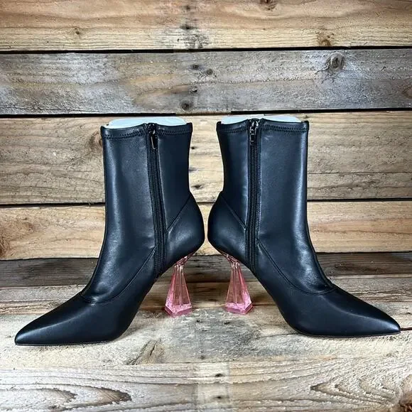 Ted Baker Liya Bootie - Black Leather & Pink Heel - 6 - New without box - Picture 6 of 8